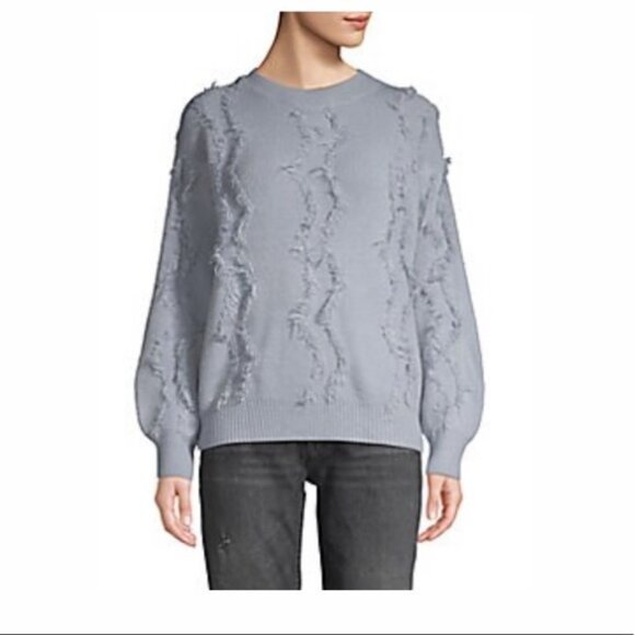 Allison New York Grey Fringe Balloon Sleeve Sweater Size Medium - Picture 1 of 10